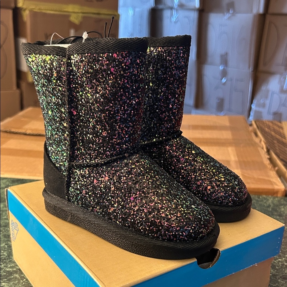 Sparkly Black Kids Rain & Snow Boots